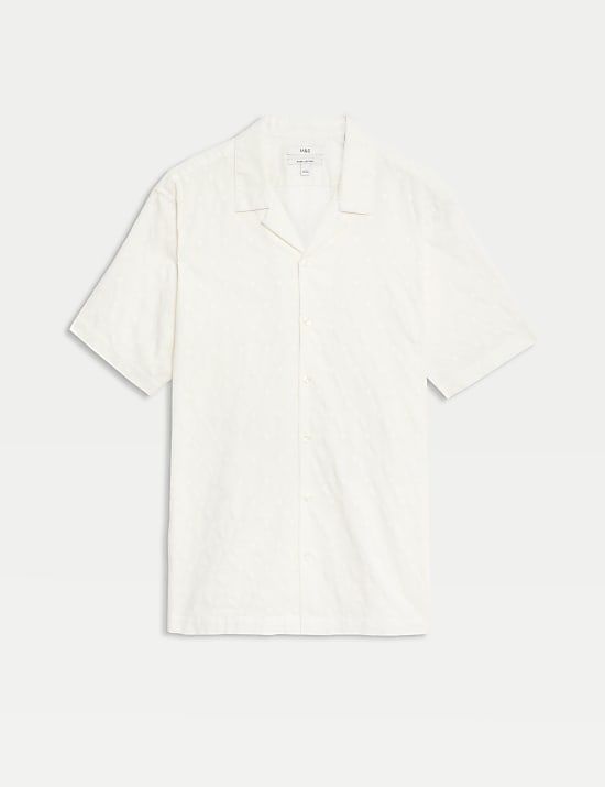 Pure Cotton Textured Cuban Collar Shirt