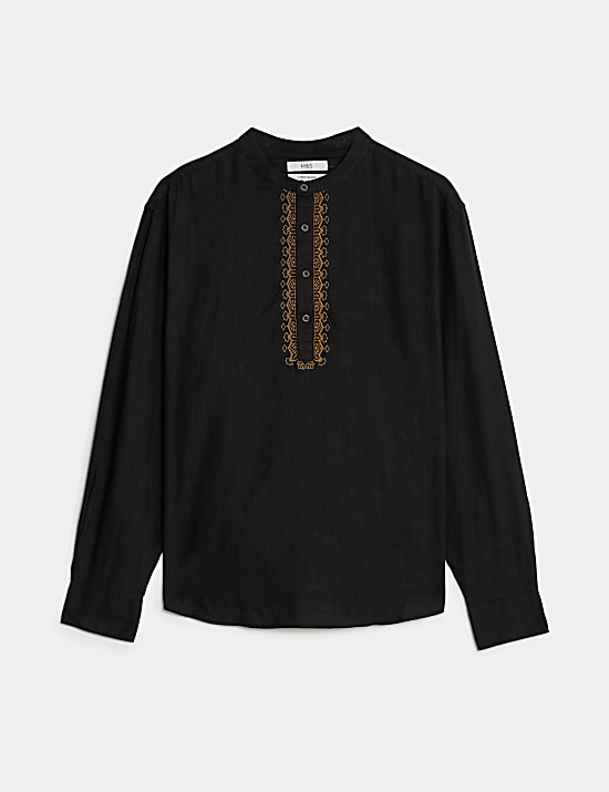 Bügelleichte, bestickte Kurta mit hohem Baumwollanteil