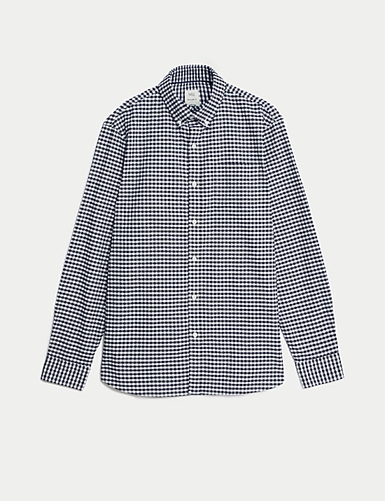 Easy Iron Pure Cotton Check Oxford Shirt