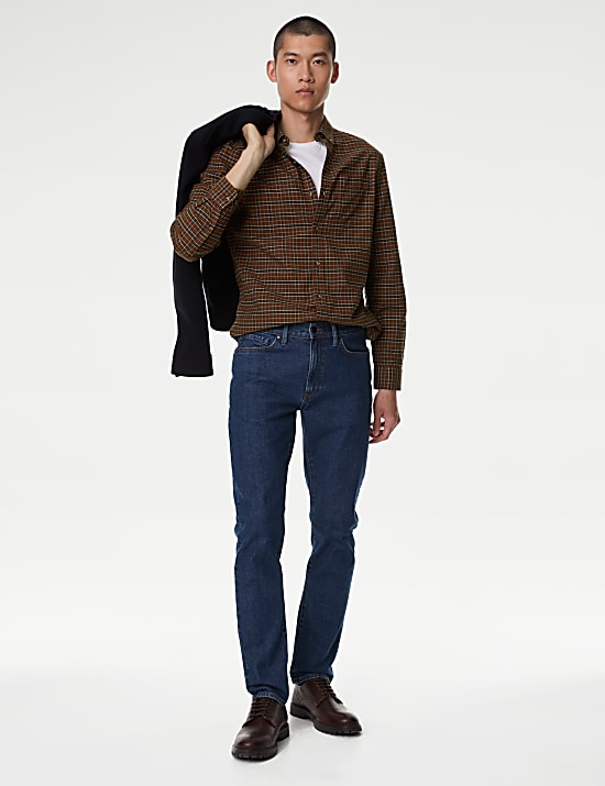 Chemise Oxford 100&nbsp;% coton à carreaux, repassage facile