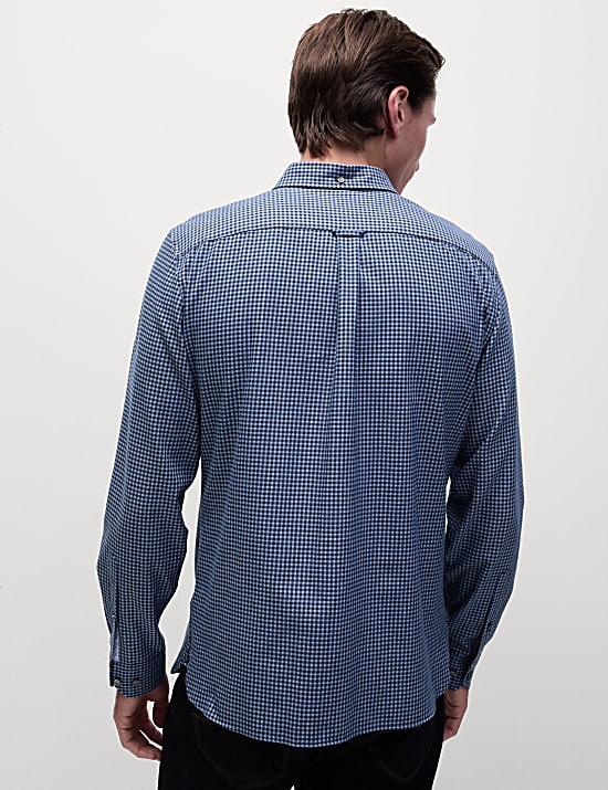 Cotton Rich Gingham Check Oxford Shirt
