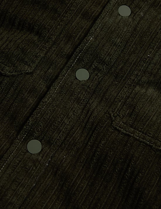 חולצת ז'קט מבד קורדרוי עם בטנה דמוית צמר