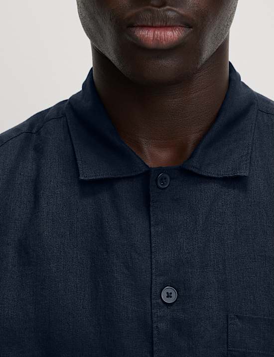 Chemise 100 % lin à manches courtes