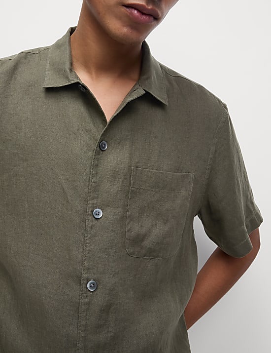 Kurzarm-Oberteil aus reinem Leinen