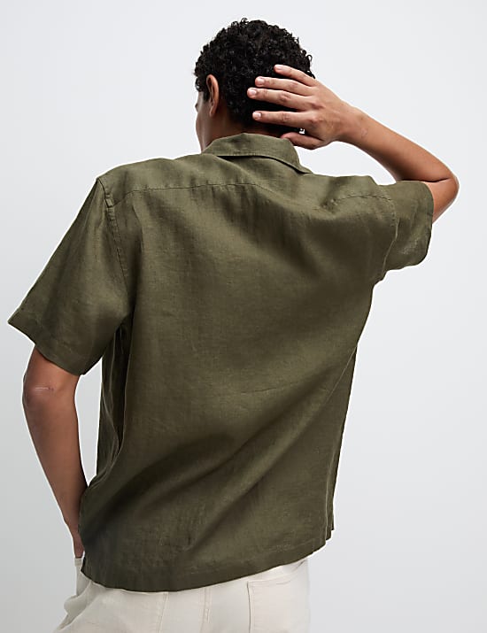 Kurzarm-Oberteil aus reinem Leinen