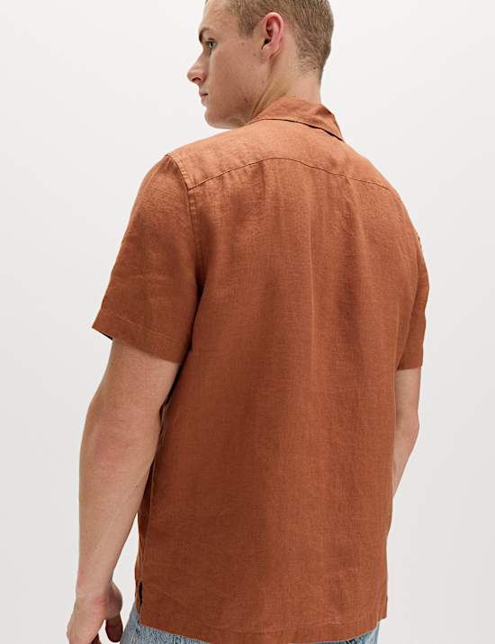 Kemeja Lengan Pendek Linen Murni