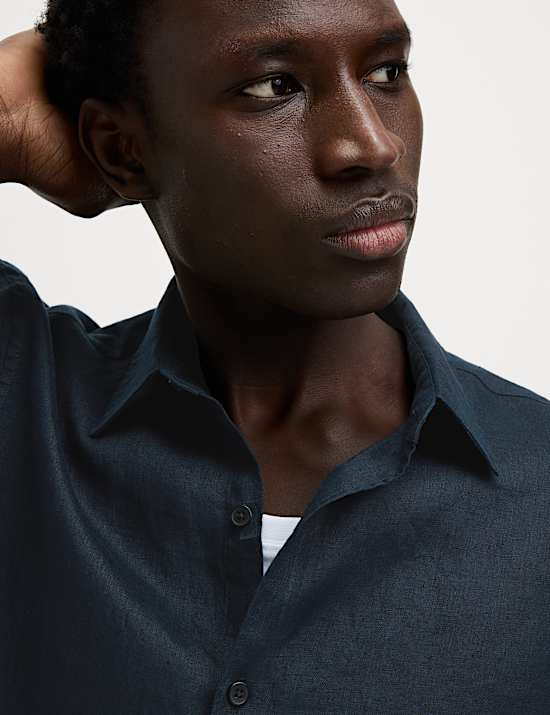 Πουκάμισο με στενή εφαρμογή από 100% λινό