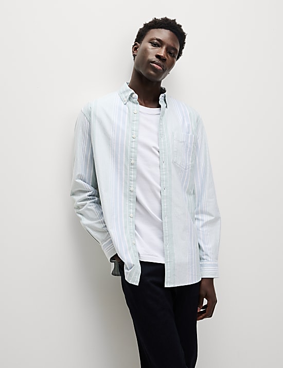 Pure Cotton Striped Oxford Shirt