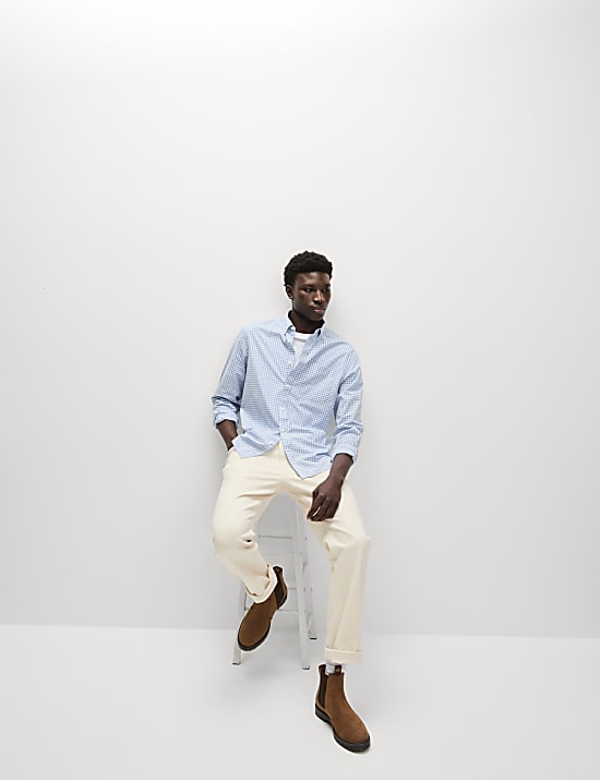 Cotton Rich Gingham Check Oxford Shirt