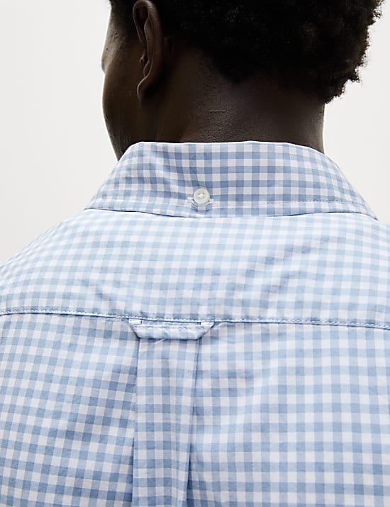 Cotton Rich Gingham Check Oxford Shirt