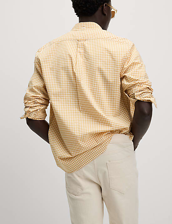Cotton Rich Gingham Check Oxford Shirt