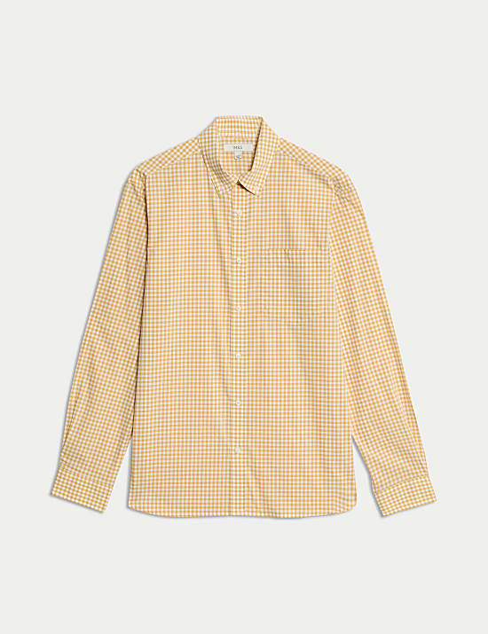 Cotton Rich Gingham Check Oxford Shirt