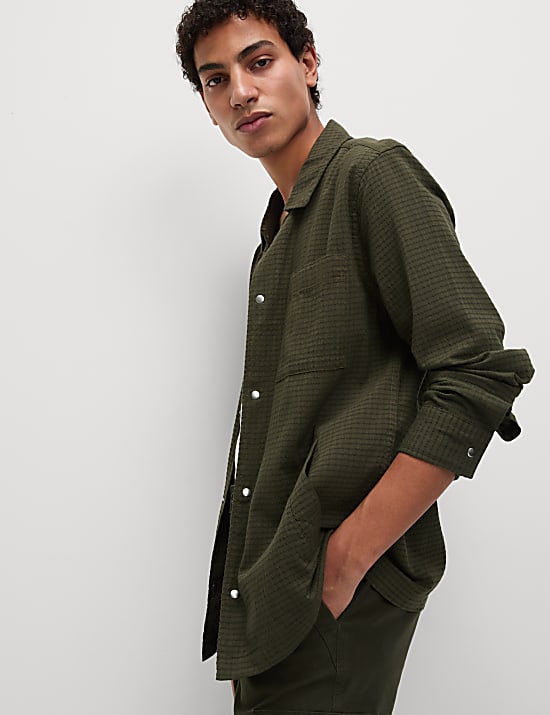 Cotton Rich Striped Overshirt