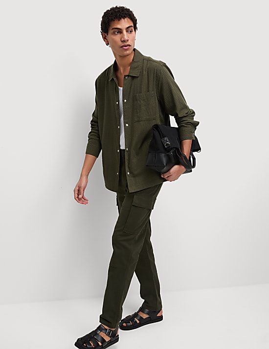 Cotton Rich Striped Overshirt