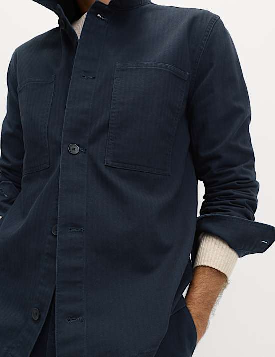 Pure Cotton Herringbone Overshirt​