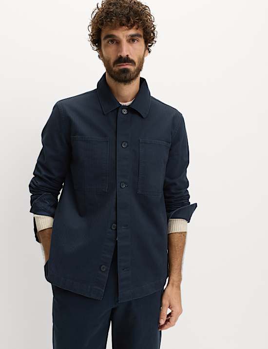 Pure Cotton Herringbone Overshirt​