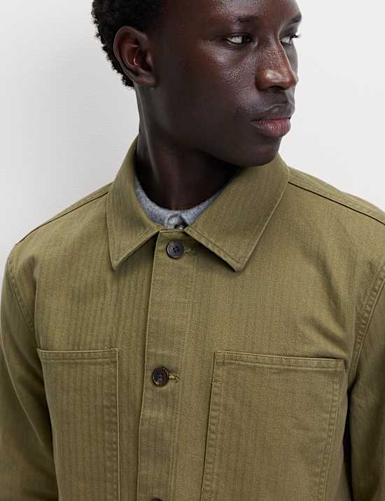 Pure Cotton Herringbone Overshirt​