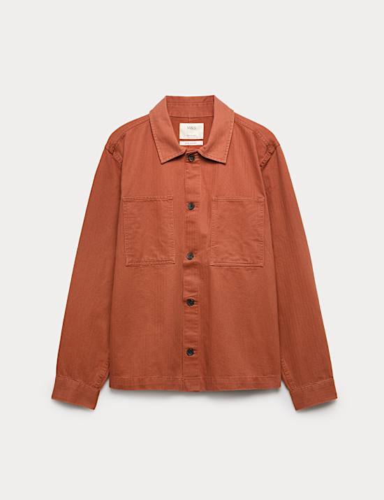 Pure Cotton Herringbone Overshirt​