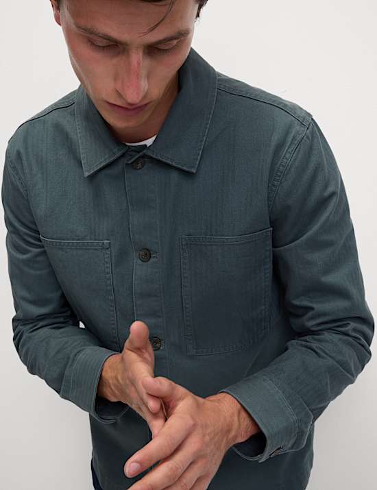 Pure Cotton Herringbone Overshirt​