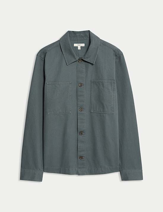 Pure Cotton Herringbone Overshirt​