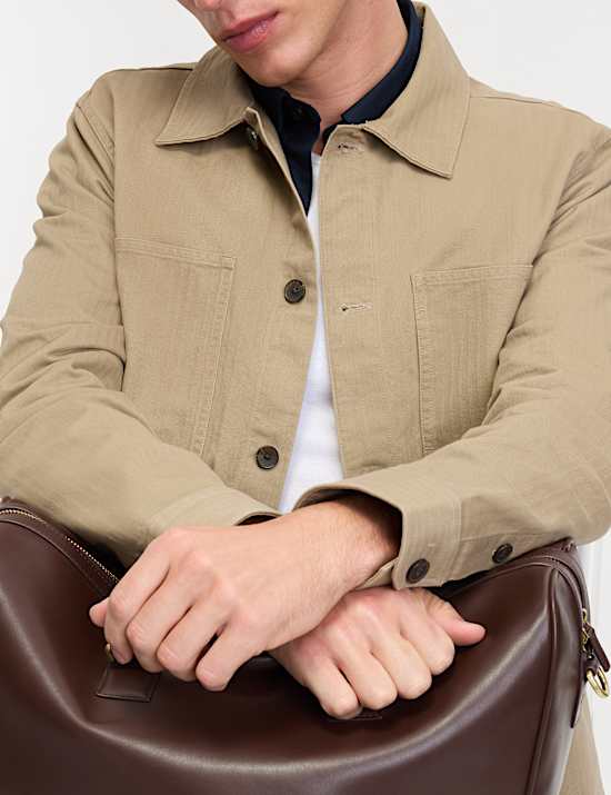 Fischgrät-Overshirt aus reiner Baumwolle