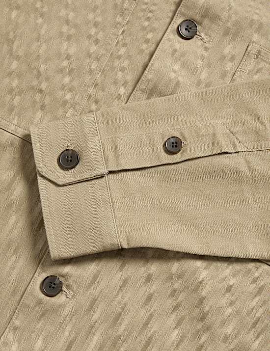 Fischgrät-Overshirt aus reiner Baumwolle