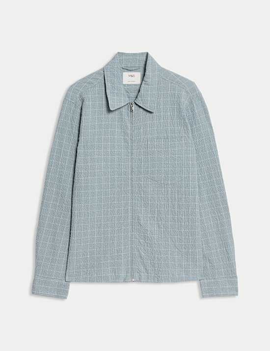 Cotton Rich Checked Poplin Overshirt