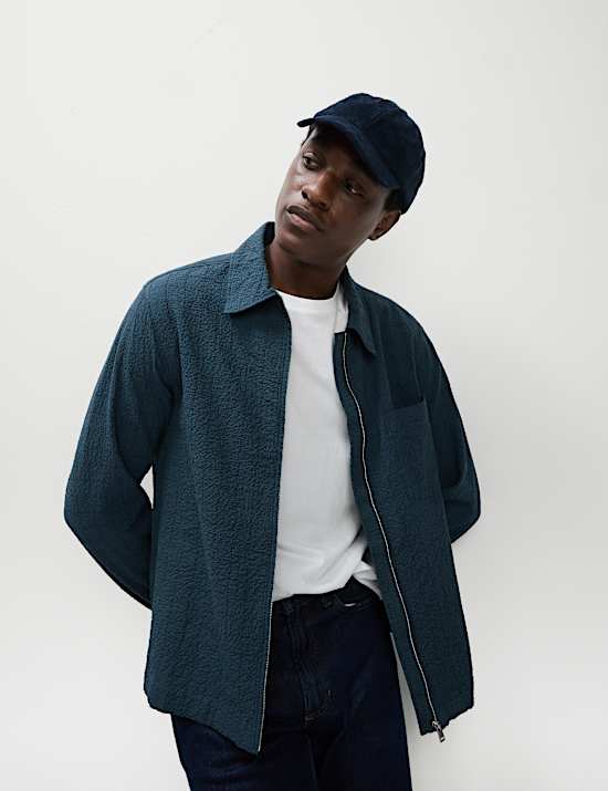 Cotton Rich Checked Poplin Overshirt