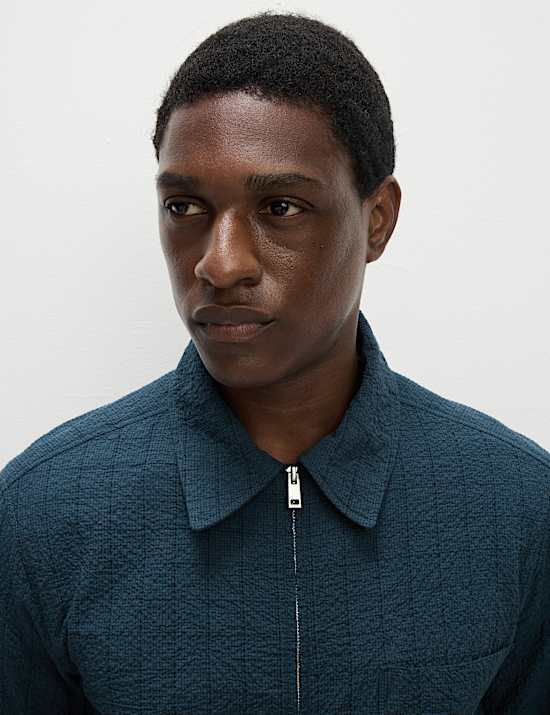 Cotton Rich Checked Poplin Overshirt