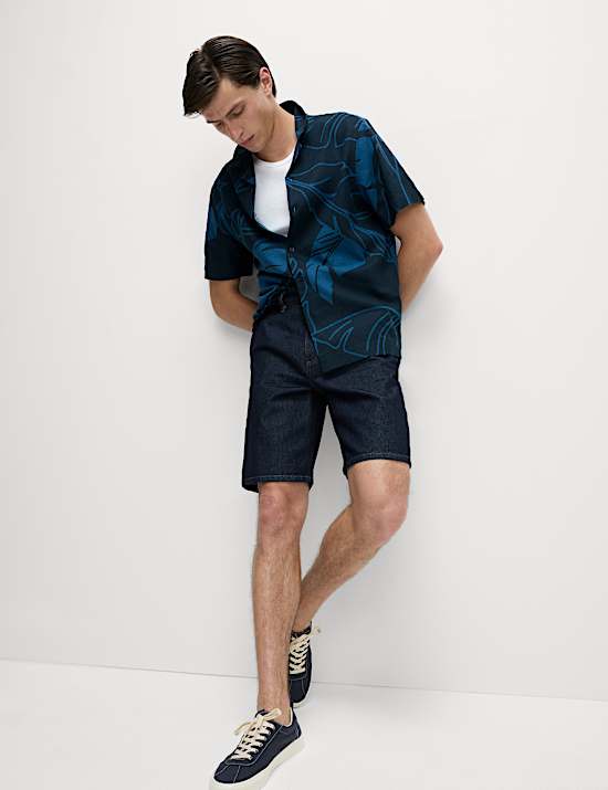 Linen Rich Leaf Print Shirt