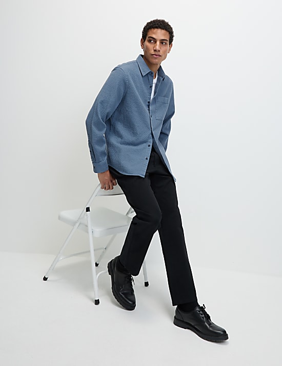 Easy Iron Pure Cotton Textured Shirt