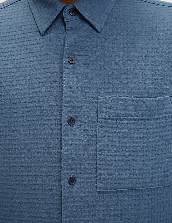 Easy Iron Pure Cotton Textured Shirt