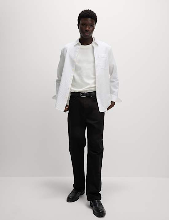 Camisa texturizada 100 % algod&oacute;n de planchado f&aacute;cil