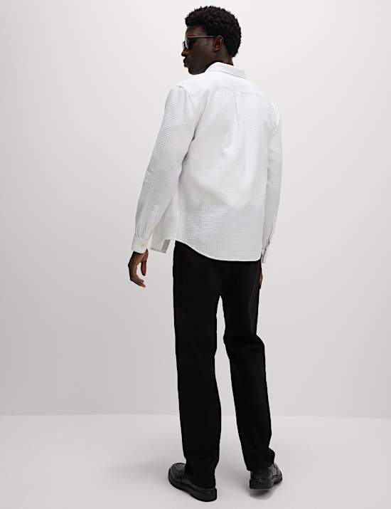 Camisa texturizada 100 % algod&oacute;n de planchado f&aacute;cil