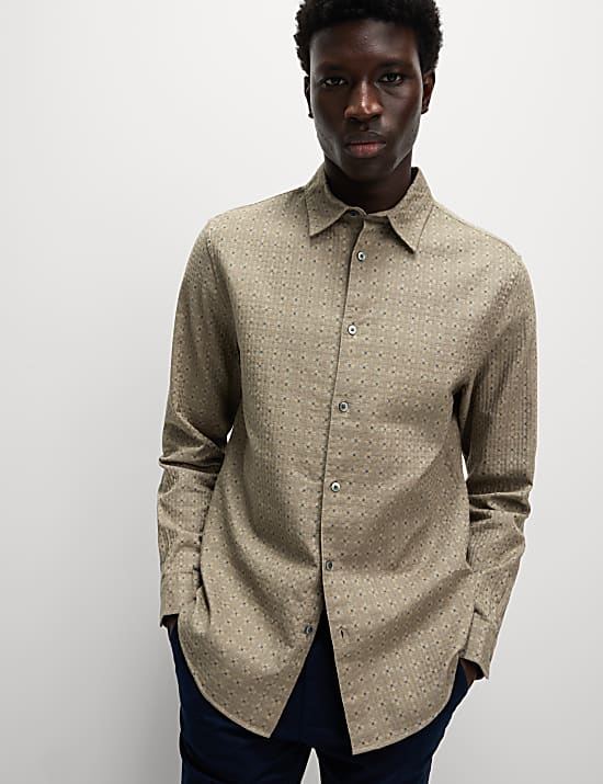 Pure Cotton Geometric Print Shirt