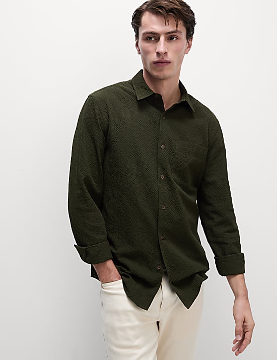 Cotton Rich Seersucker Shirt