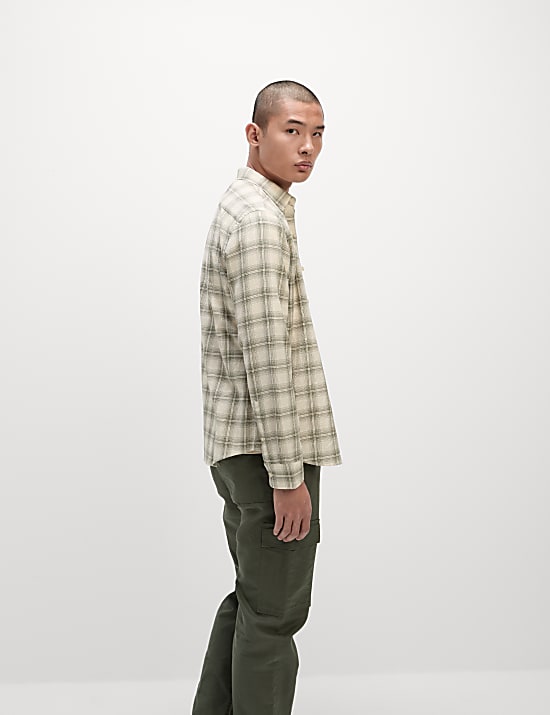 Cotton Rich Check Seersucker Shirt