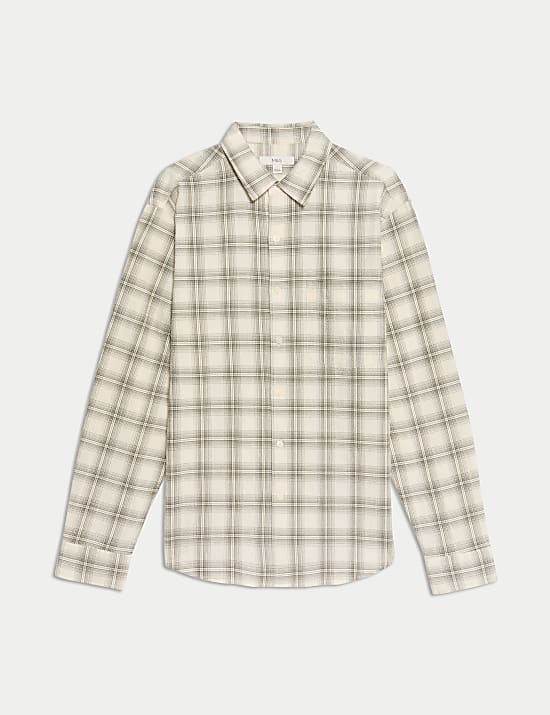Cotton Rich Check Seersucker Shirt