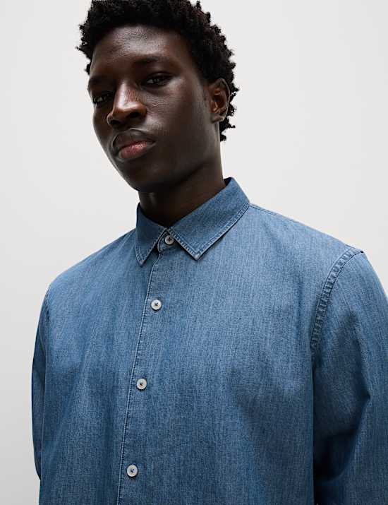 Regular Fit Long Sleeve Denim Shirt