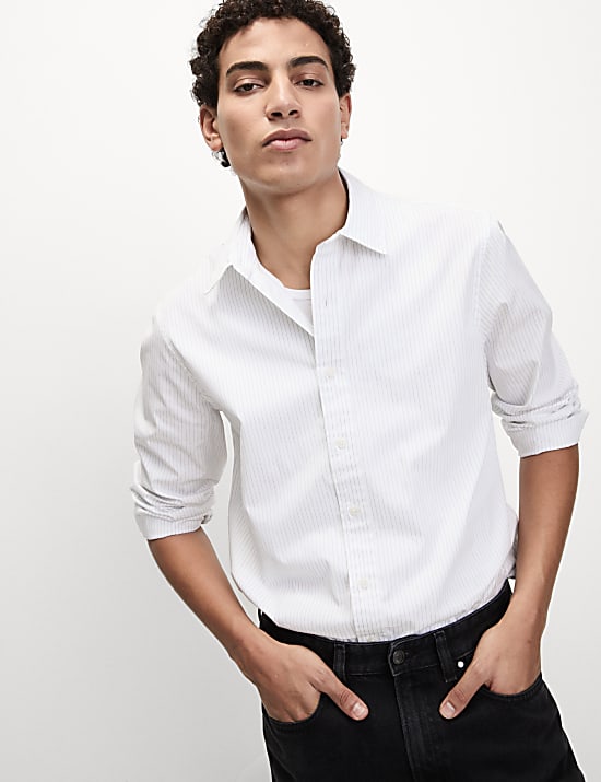 Pure Cotton Striped Oxford Shirt