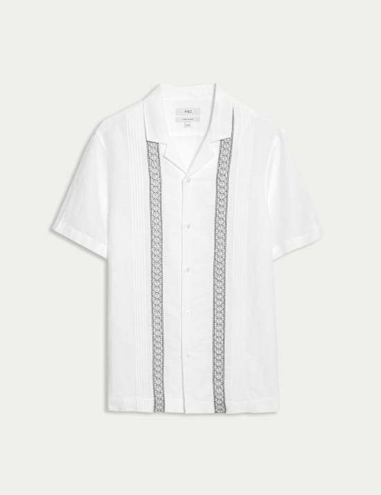Cotton Linen Blend Embroidered Shirt