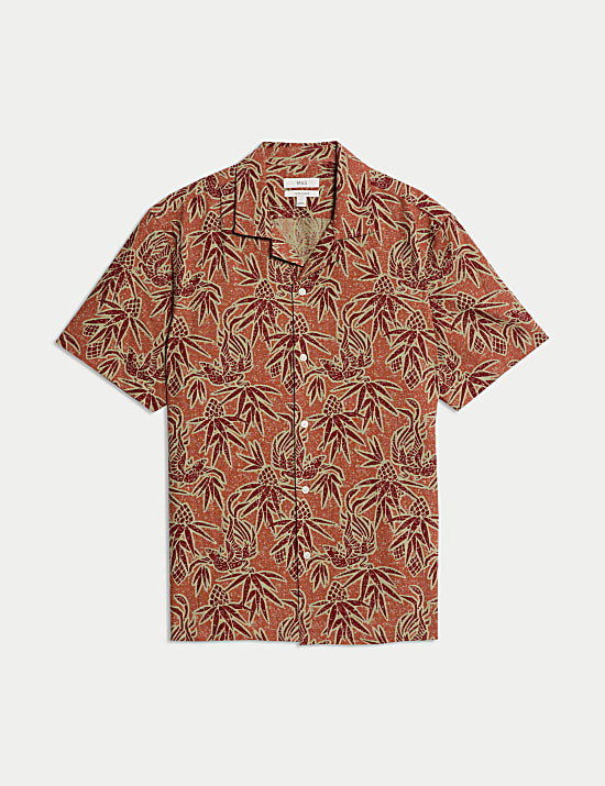 Linen Rich Hawaiian Short Sleeve Shirt