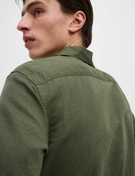 Regular Fit Cotton Linen Blend Shirt