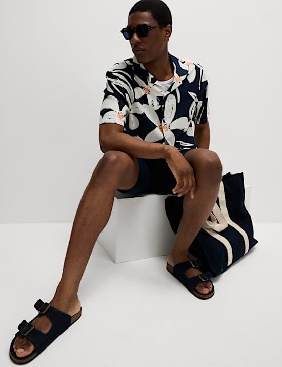 Regular Fit Linen Rich Hawaiian Shirt