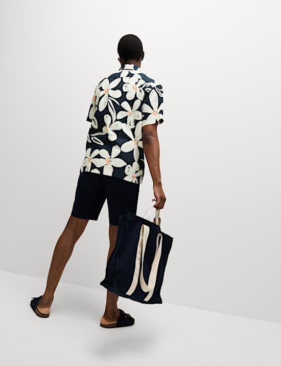 Regular Fit Linen Rich Hawaiian Shirt