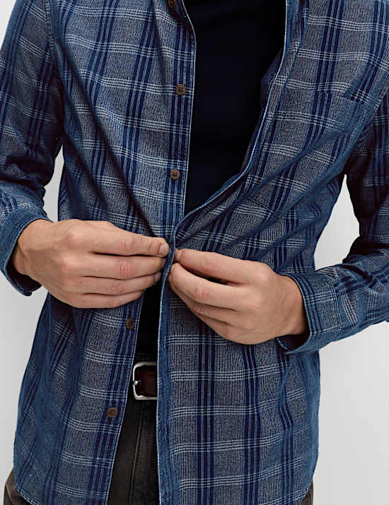 Pure Cotton Check Corduroy Shirt
