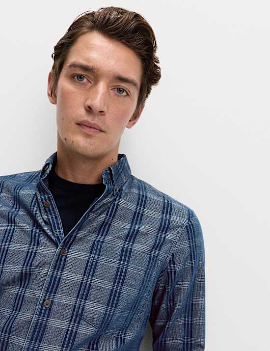 Pure Cotton Check Corduroy Shirt