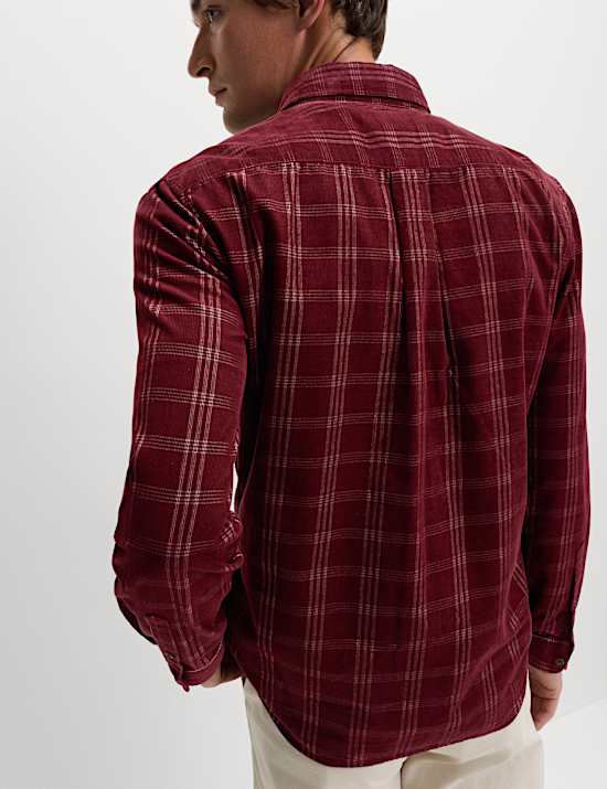 Pure Cotton Check Corduroy Shirt