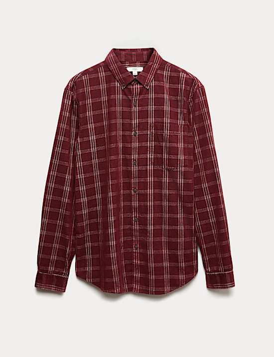 Pure Cotton Check Corduroy Shirt