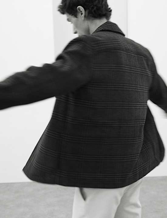 Wool Blend Checked Overshirt